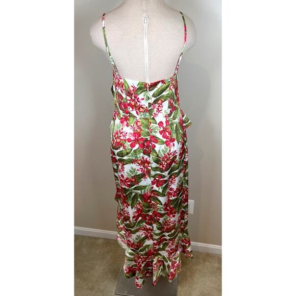 AMUR Deborah High Low Ruffle Scarlet Tropical Floral Maxi Dress Size 6 - Picture 5 of 7